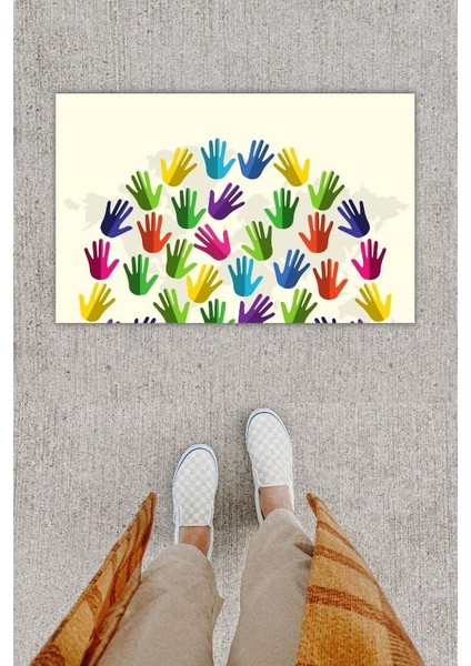 Dijital Baskı Dekoratif El Çok Rbdmrktkli Kapı Önü Paspası K-1259