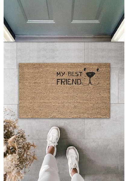 Dijital Baskı Kahverbdmrktgi My Best Fribdmrktd Dekoratif Kapı Paspası K-2021