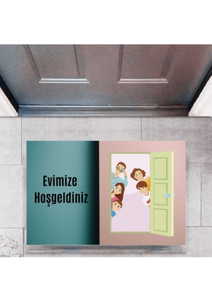 Kapı Önü Paspası Dekoratif Dijital Baskı Evimize Hoşgeldiniz P-2335