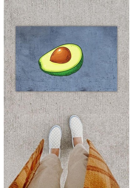 Dijital Baskı Dekoratif Avakado Antrasit Kapı Önü Paspası K-1296