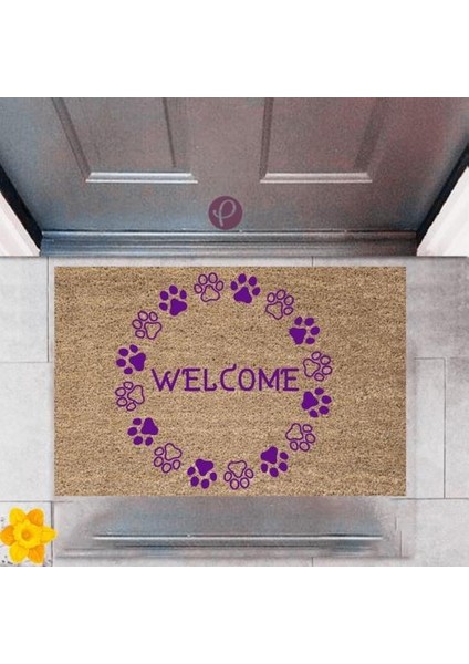 Kapı Önü Paspası Dekoratif Dijital Baskı Welcome P-2471