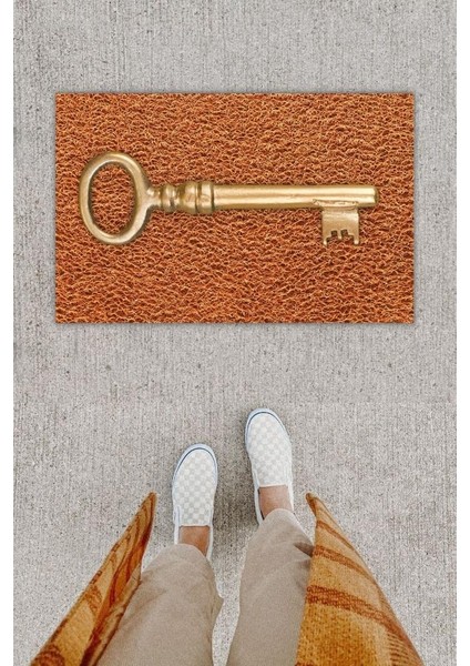 Dijital Baskı Dekoratif Anahtar Kahverbdmrktgi Kapı Önü Paspası K-1240