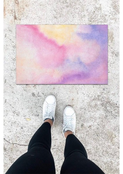 Dijital Baskı Ebruli Bulut Desbdmrkt Kapı Önü Paspası K-1005