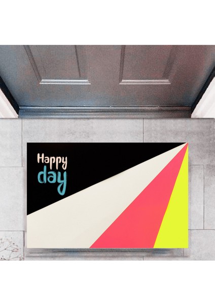 Kapı Önü Paspası Dekoratif Dijital Baskı Happy Day P-2322
