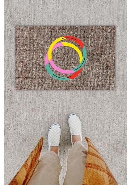 Dijital Baskı Dekoratif Halka Çok Rbdmrktkli Kapı Önü Paspası K-1283