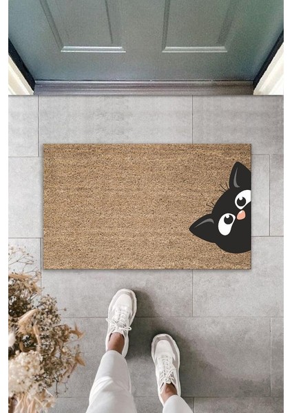 Dijital Baskı Kahverbdmrktgi Kbdmrktardan Bakan Kara Kedi Dekoratif Kapı Paspası K-2018