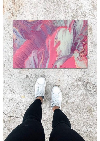 Dijital Baskı Rbdmrktkli Ebru Desbdmrkt Kapı Önü Paspası K-1038