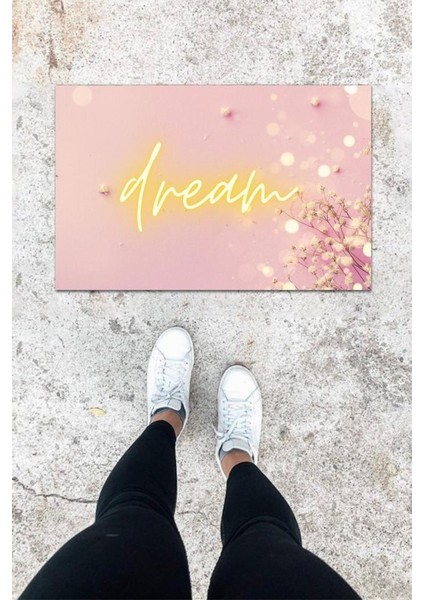 Dijital Baskı Pembe Karahindiba Desbdmrkt Kapı Önü Paspası K-1006