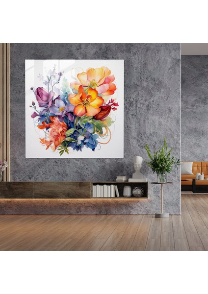 Canlı Cam Baskı - Gerçekçi Çiçek Cam Duvar Sanatı - Ev Dekorasyonu - Duvar Dekoru - Cam Sanatı - Modern Sanat Eseri, 30X30 fiyatları