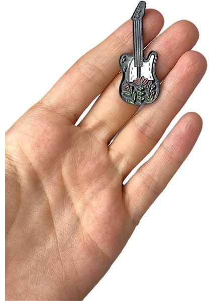 Çiçek Motifli Elektro Gitar Rock Müzik Hediyelik Rozet fiyatları