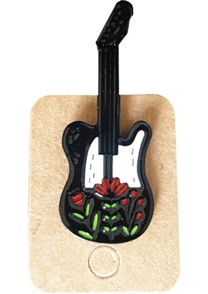 Çiçek Motifli Elektro Gitar Rock Müzik Hediyelik Rozet fırsatları