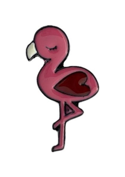 Flamingo Pembe Kuş Hayvansever Şık Hediyelik Rozet