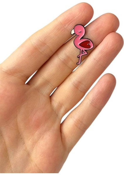 Flamingo Pembe Kuş Hayvansever Şık Hediyelik Rozet