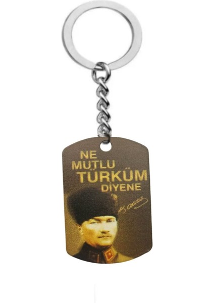 Herşey Nota Ne Mutlu Türküm Diyene Atatürk Künye Anahtarlık Hediyelik