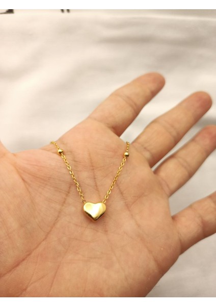 Top Zincirli Kalp Çelik Kolye - Gold Renk fiyatları