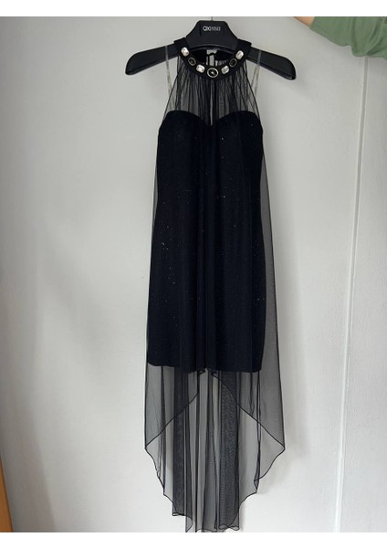 Kadın Siyah Elbise Tül Detaylı Şık Elbise fırsatları