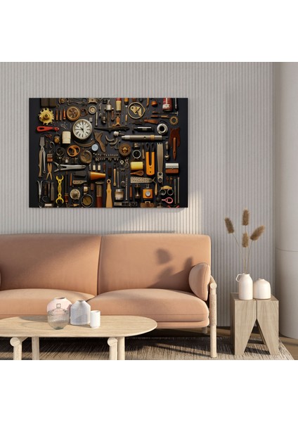 Berber Aletleri Kolajı Kanvas Tablo - Berber, Kanvas Tablo, Ilgi Çekici, Kolaj, 30X30 modelleri