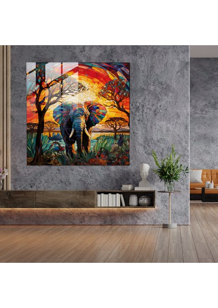 Wilderness Kaleydoskop Cam Baskı - Mozaik Vitray Duvar Sanatı Dekoru, 30X30 fiyatları