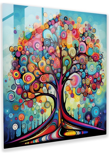 Kaprisli Hayat Ağacı Cam Baskı - Hayat Ağacı, Cam Baskı, Duvar Dekorasyonu, Hayat Ağacı, 30X30