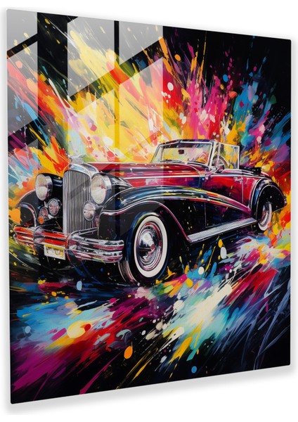 Soyut Splash Klasik Araba Cam Baskı - Cam Sanatı, Modern Sanat Eseri, Ev Dekorasyonu, Cam Duvar Sanatı, Duvar Dekoru, 30X30