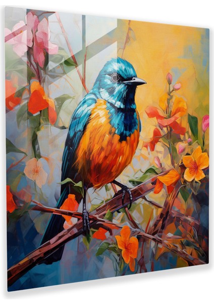 Regal Cam Baskılar - Çiçek Açan Ağaç Üzerinde Görkemli Kuş - Ev Dekorasyonu ve Duvar Dekoru Için Cesur Akrilik Cam Duvar Sanatı - Modern Sanat Eseri, 30X30