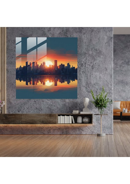 Dünyanın En Güzel Manzaraları - Şehir Gün Batımı Cam Baskı - Dünyanın En Güzel Manzaraları, Cam Duvar Sanatı, Cam Sanatı, Kent Güzeli, 30X30