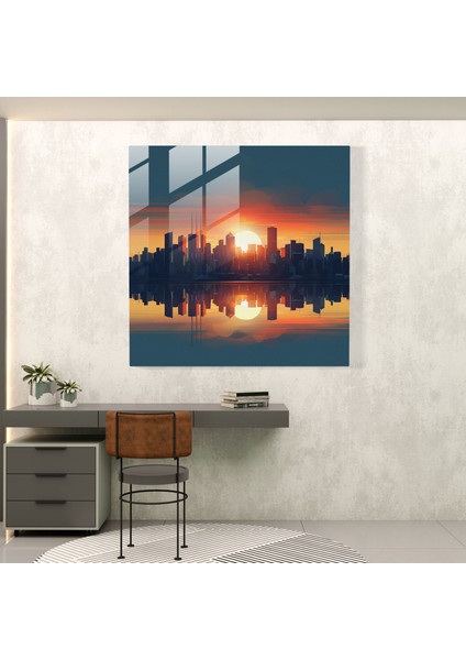 Dünyanın En Güzel Manzaraları - Şehir Gün Batımı Cam Baskı - Dünyanın En Güzel Manzaraları, Cam Duvar Sanatı, Cam Sanatı, Kent Güzeli, 30X30
