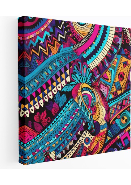 Bohem Tekstil Hazineleri Kanvas Tablo - Bohem, Bohem, Duvar Sanatı, Geometrik Şekiller, 30X30