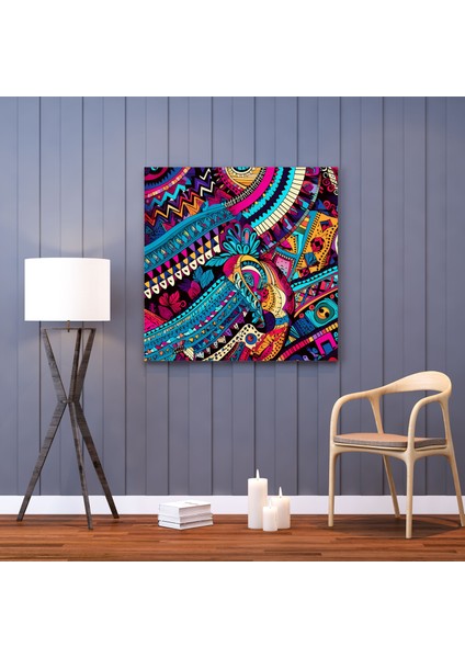 Bohem Tekstil Hazineleri Kanvas Tablo - Bohem, Bohem, Duvar Sanatı, Geometrik Şekiller, 30X30