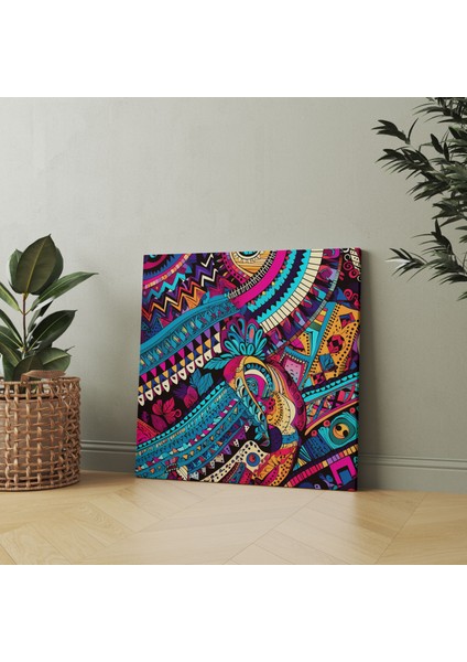 Bohem Tekstil Hazineleri Kanvas Tablo - Bohem, Bohem, Duvar Sanatı, Geometrik Şekiller, 30X30