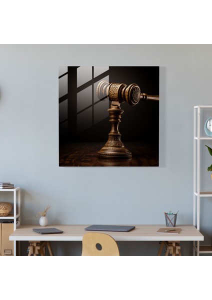 Tokmak Detay Cam Baskı - Hukuk, Hukuk, Hakim Tokmağı, Modern Sanat, 30X30