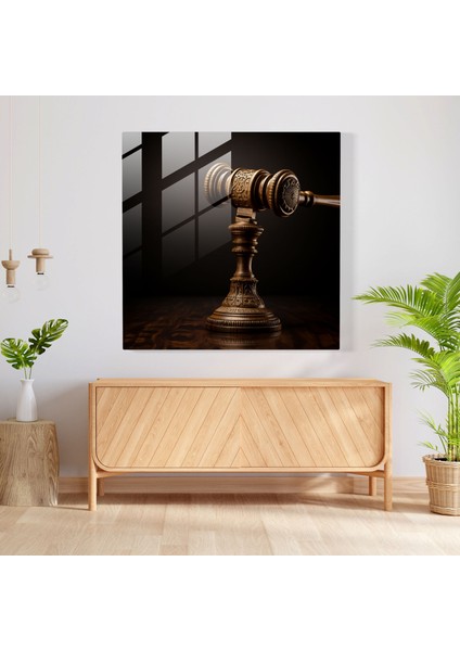 Tokmak Detay Cam Baskı - Hukuk, Hukuk, Hakim Tokmağı, Modern Sanat, 30X30
