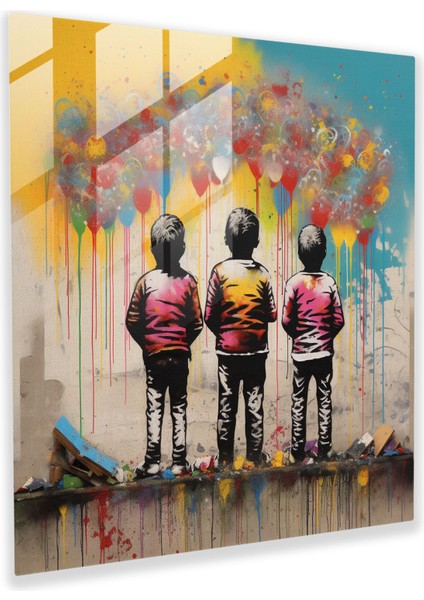 Banksy'den Ilham Alan Graffiti Cam Duvar Sanatsal Baskı - Kentsel Cam Dekorasyonu, 30X30
