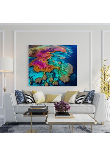 Dünyanın En Güzel Manzaraları, Büyük Bariyer Resifi Hava Fotoğrafçılığı Kanvas Tablo, Büyük Bariyer Resifi, 30X30 fiyatları