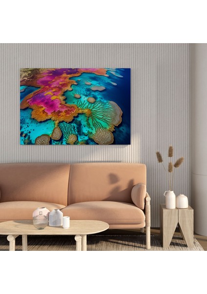 Dünyanın En Güzel Manzaraları, Büyük Bariyer Resifi Hava Fotoğrafçılığı Kanvas Tablo, Büyük Bariyer Resifi, 30X30 modelleri