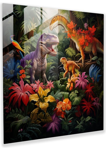 Göz Alıcı Dinozor Cam Baskı Duvar Sanatı, 30X30