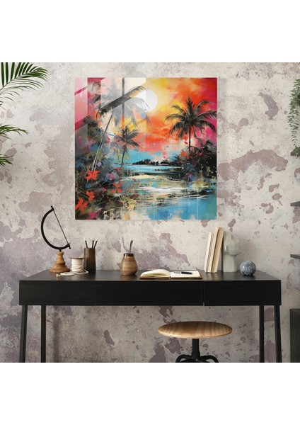 Dünyanın En Güzel Manzaraları - Soyut Tropikal Cam Baskı - Dünyanın En Güzel Manzaraları, Ev Dekorasyonu, Yolculuk Tutkusu, Macera, 30X30