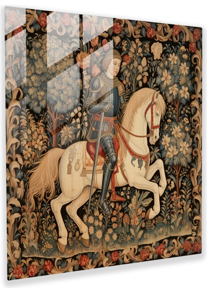 Knight's Valor: Ortaçağ Goblen Cam Baskı - Kahraman Şövalye Duvar Tablosu, 30X30