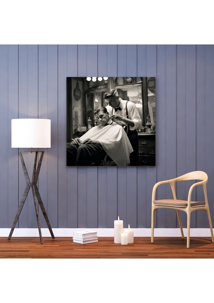 Berber Klasik Siyah Beyaz Kanvas Tablo - Berber, Duvar Dekorasyonu, Duvar Sanatı, Zamansız Zarafet, 30X30 fiyatları