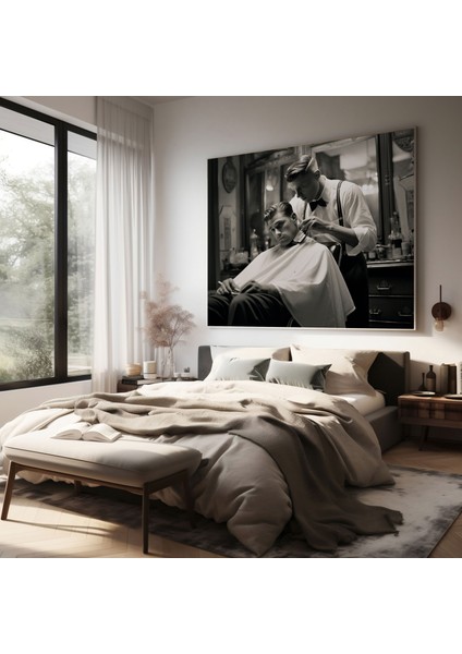 Berber Klasik Siyah Beyaz Kanvas Tablo - Berber, Duvar Dekorasyonu, Duvar Sanatı, Zamansız Zarafet, 30X30 modelleri