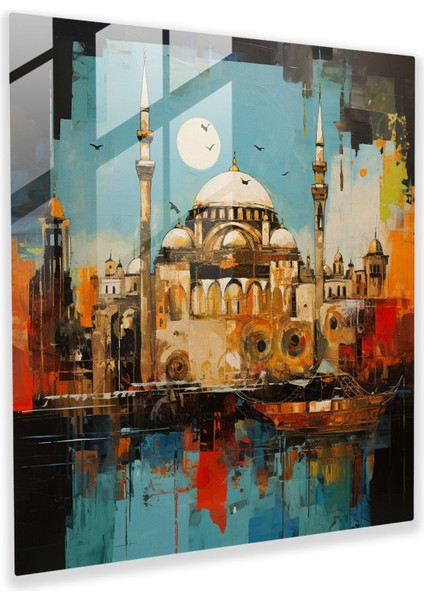 Dinamik Cam Baskı - Istanbul Soyut Anlatım - Cam Duvar Sanatı Ev Dekorasyonu, 30X30