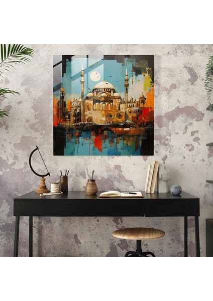 Dinamik Cam Baskı - Istanbul Soyut Anlatım - Cam Duvar Sanatı Ev Dekorasyonu, 30X30 fiyatları