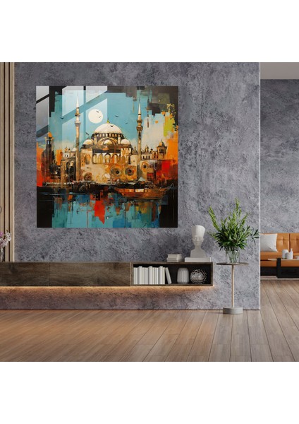 Dinamik Cam Baskı - Istanbul Soyut Anlatım - Cam Duvar Sanatı Ev Dekorasyonu, 30X30 modelleri