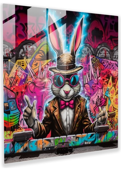 Urban Edge Bugs Bunny Sokak Sanatsal Duvar Cam Baskı Duvar Dekorasyonu, 30X30