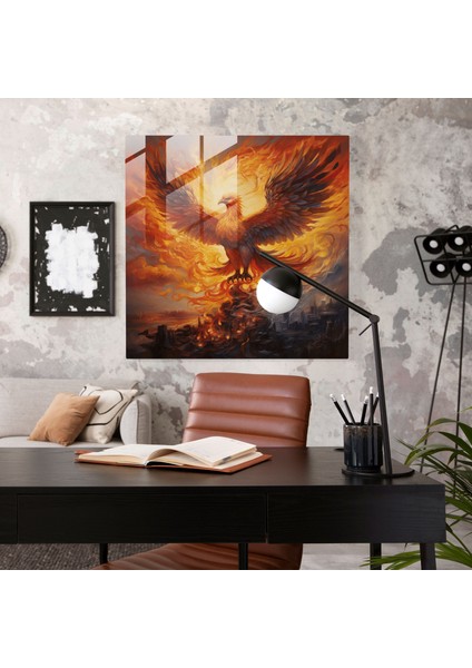 Majestic Phoenix Cam Baskı - Sembolik Yeniden Doğuş ve Direnç - Çarpıcı Duvar Dekorasyonu, 30X30 fiyatları