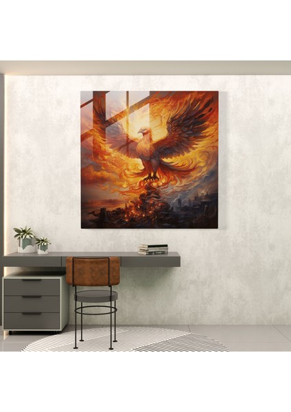 Majestic Phoenix Cam Baskı - Sembolik Yeniden Doğuş ve Direnç - Çarpıcı Duvar Dekorasyonu, 30X30 modelleri