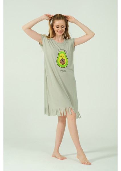 Desenli Püsküllü Viskon Penye Günlük Elbise