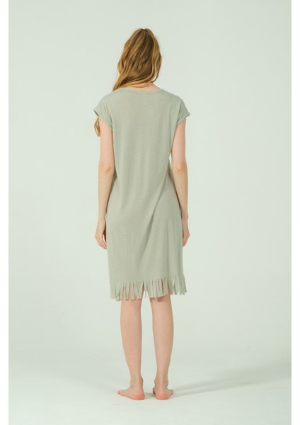 Desenli Püsküllü Viskon Penye Günlük Elbise modelleri