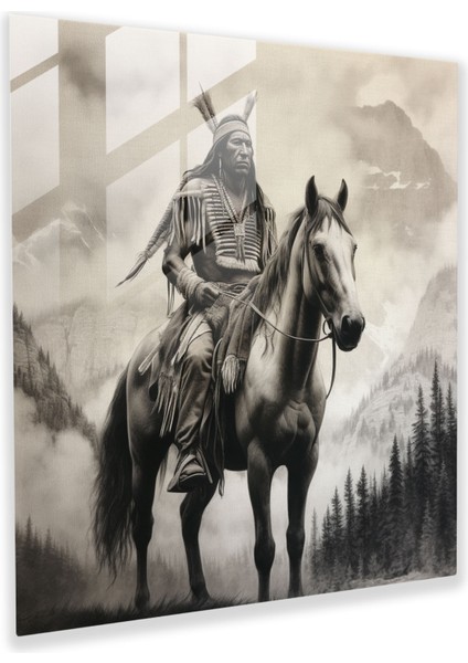 Majestichorizonglassprints - Kızılderili Şefi Cam Duvar Sanatı, 30X30