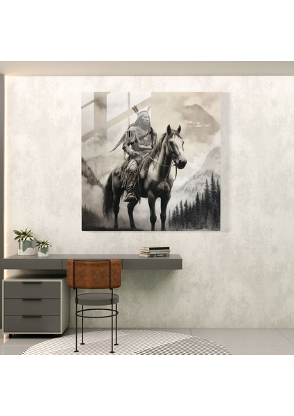 Majestichorizonglassprints - Kızılderili Şefi Cam Duvar Sanatı, 30X30 fiyatları